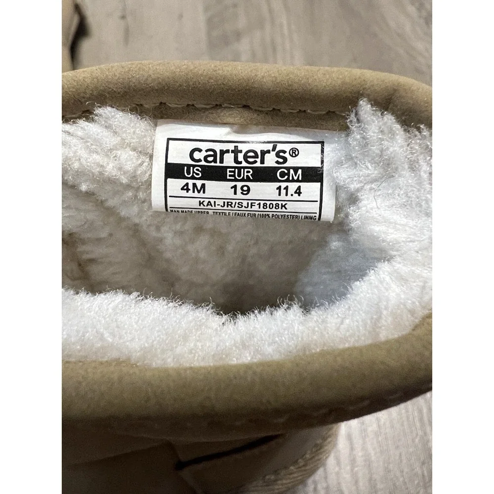 Carters Toddler Girls Boots Sz 4 Faux Suede & Fur Hook & Loop‎ Closure EUC!